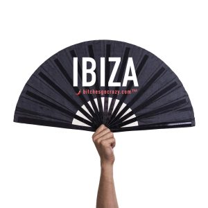 IBIZA - Folding hand fan bamboo black 21 cm